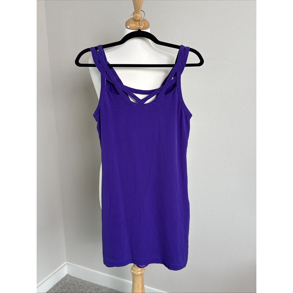 DVF Diane Von Furstenberg Purple Silk Strappy Mini Shift Dress Sheath 2 Jillian